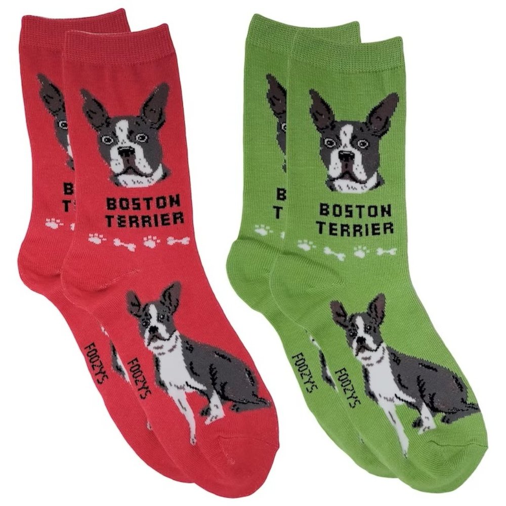 Boston Terrier American Gentleman Dog Rescue 2 Pairs Women's Foozys Socks